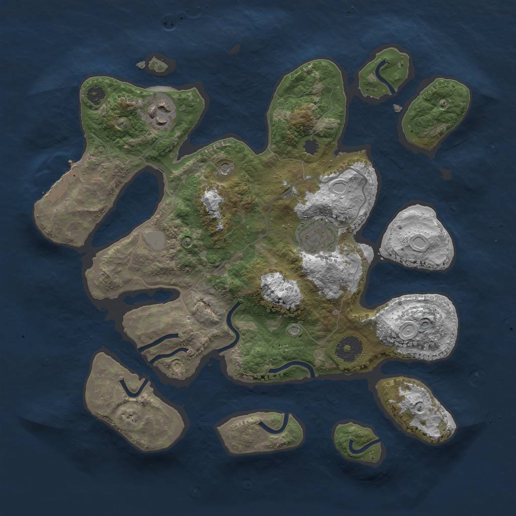 Rust Map: Procedural Map, Size: 3000, Seed: 1025186364, 9 Monuments