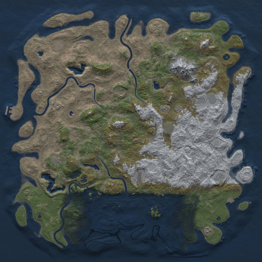 Rust Map: Procedural Map, Size: 6000, Seed: 20212021, 17 Monuments