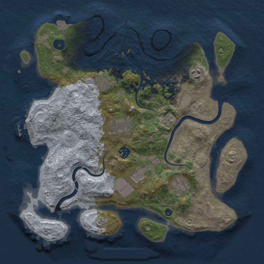 Rust Map: Procedural Map, Size: 3500, Seed: 1990616186, 12 Monuments