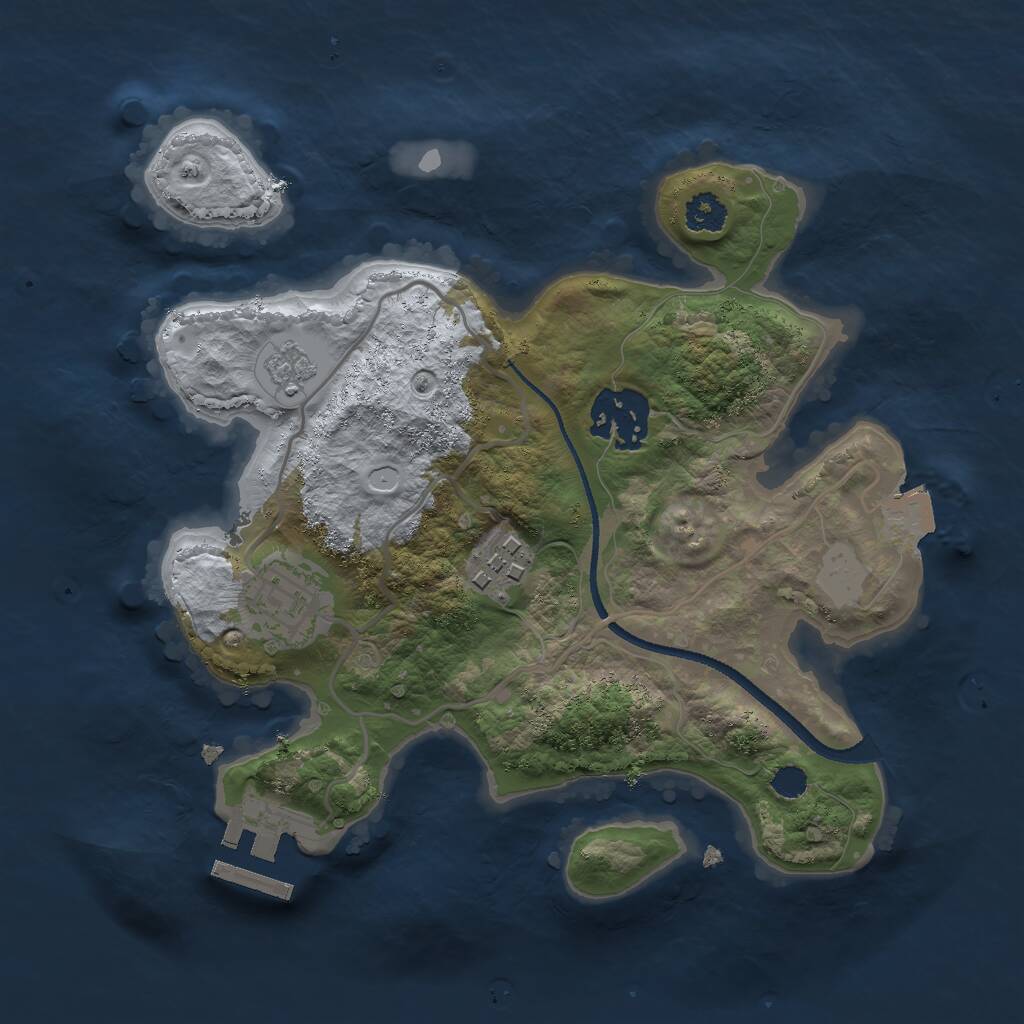 Rust Map: Procedural Map, Size: 2500, Seed: 5678, 6 Monuments