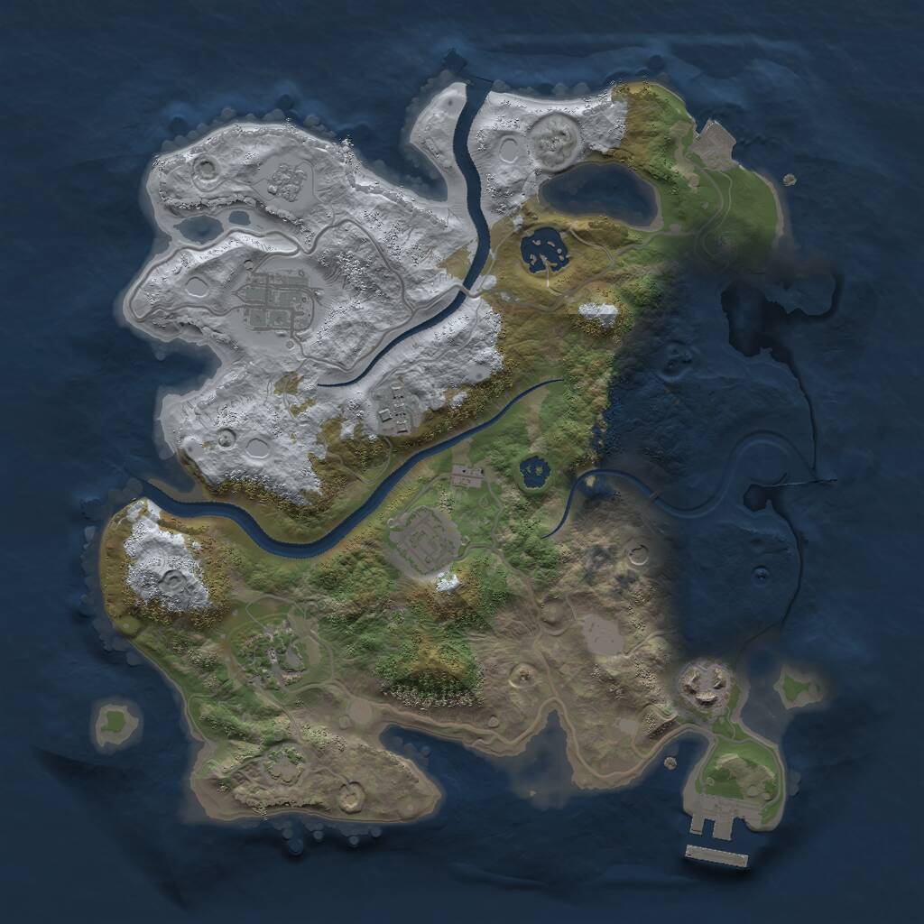 Rust Map: Procedural Map, Size: 3000, Seed: 6753, 11 Monuments