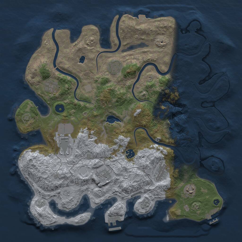Rust Map: Procedural Map, Size: 4000, Seed: 6456, 14 Monuments