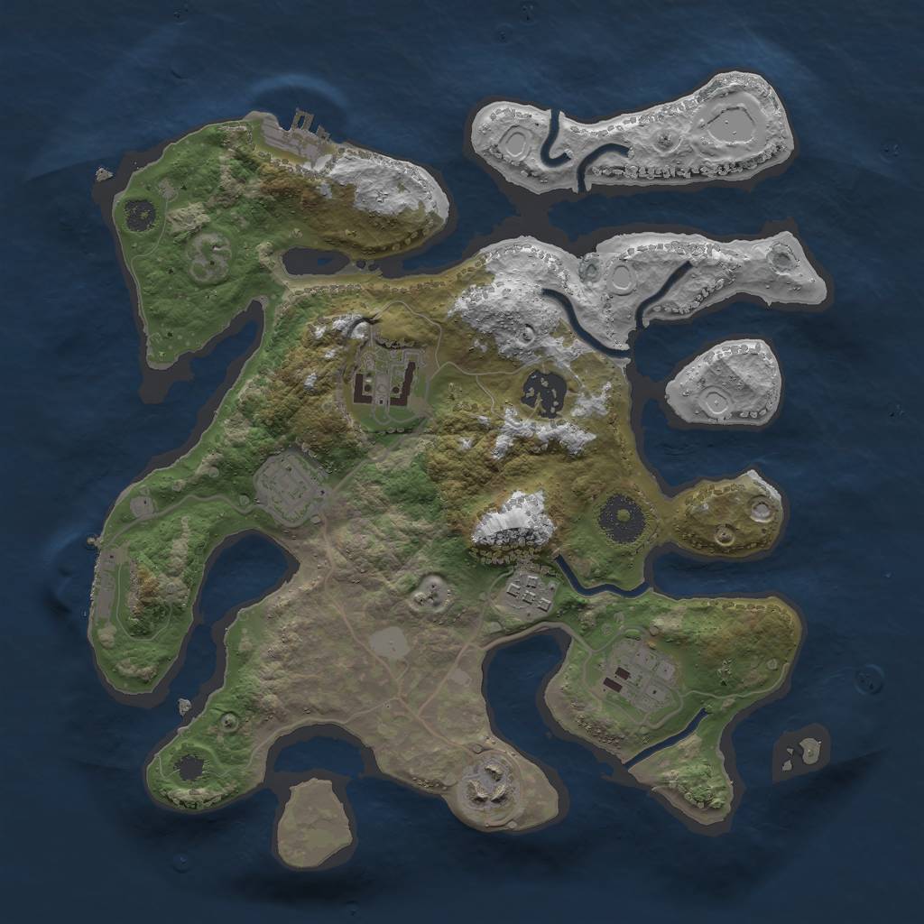 Rust Map: Procedural Map, Size: 3000, Seed: 861425982, 13 Monuments