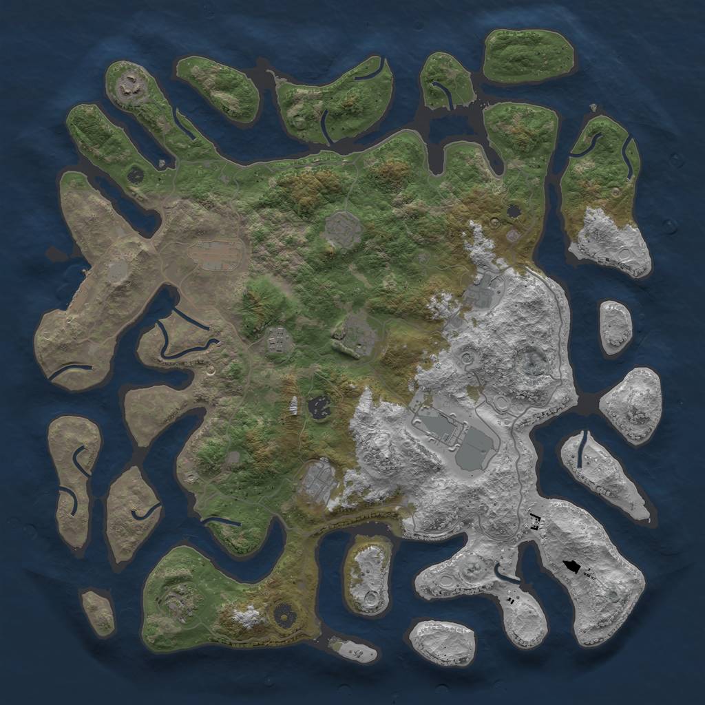 Rust Map: Procedural Map, Size: 4500, Seed: 1119238718, 17 Monuments