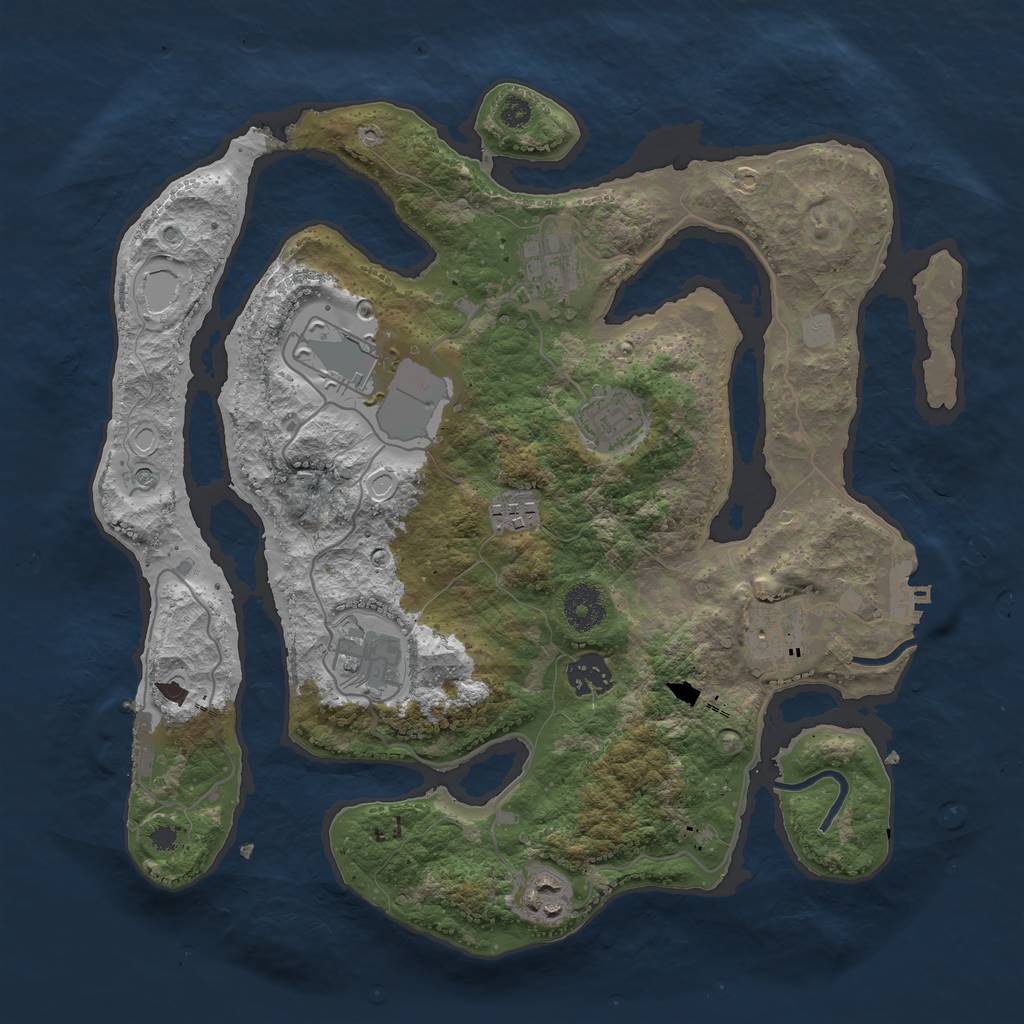 Rust Map: Procedural Map, Size: 3500, Seed: 1048890630, 16 Monuments