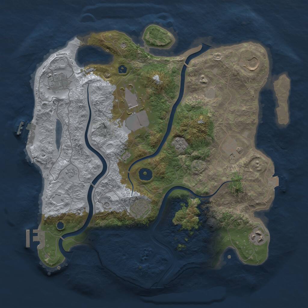 Rust Map: Procedural Map, Size: 3500, Seed: 1048890630, 13 Monuments