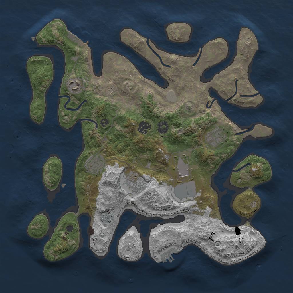 Rust Map: Procedural Map, Size: 3500, Seed: 614945811, 15 Monuments