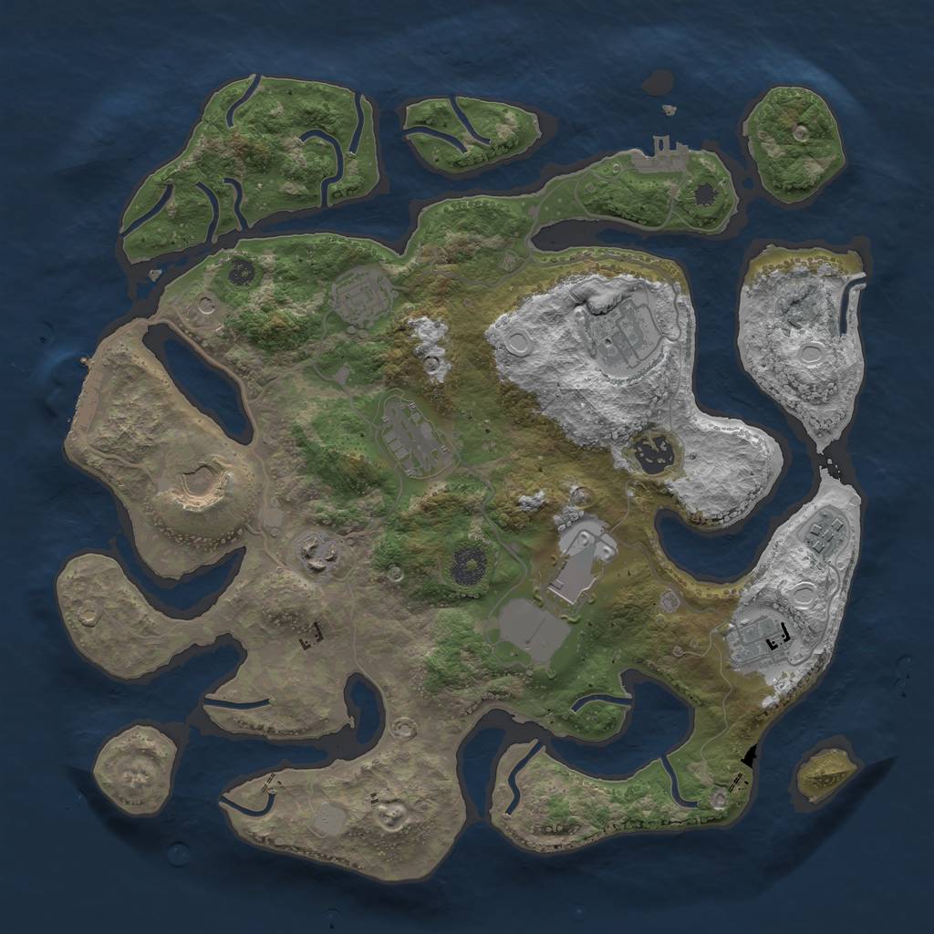 Rust Map: Procedural Map, Size: 3600, Seed: 1206270996, 17 Monuments