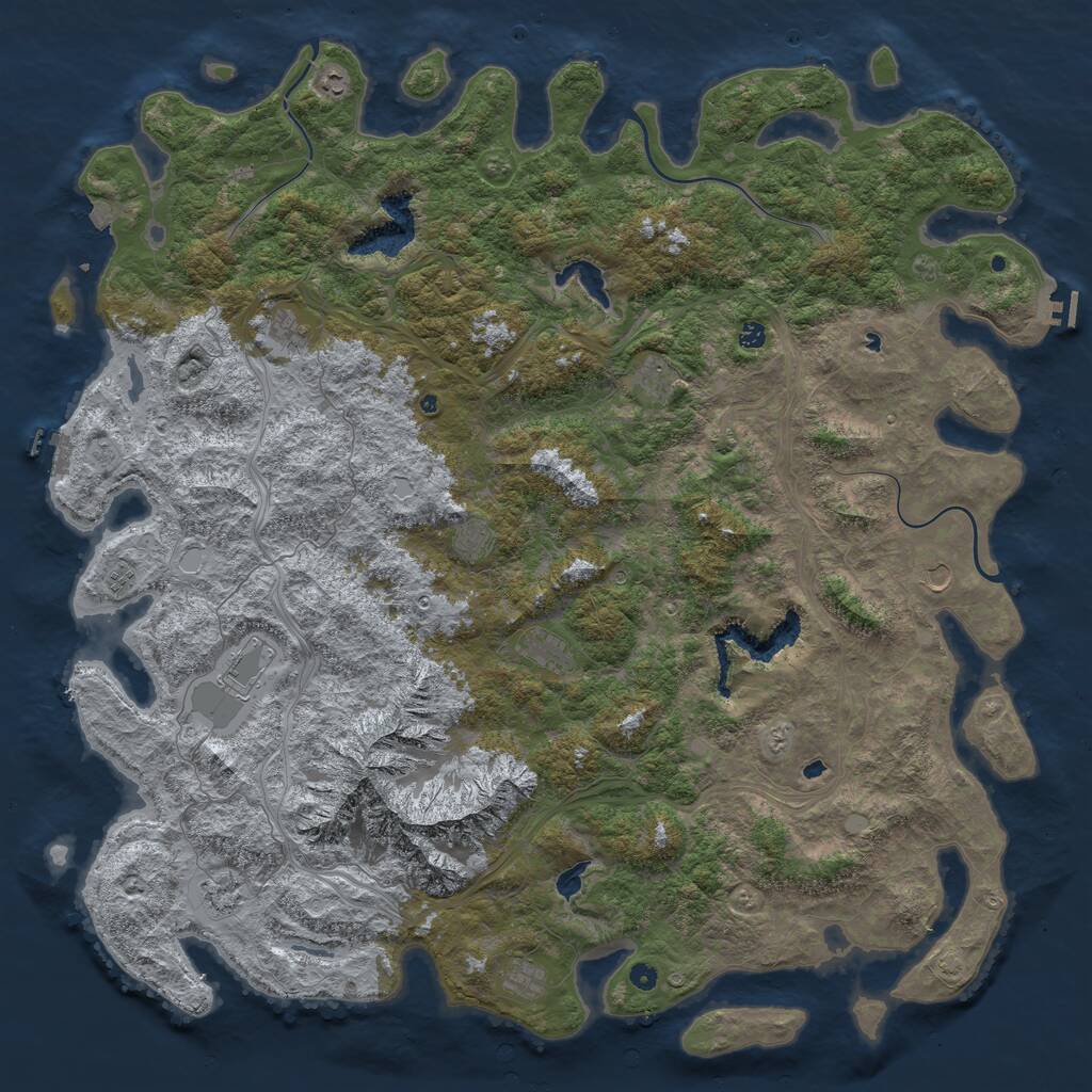 Rust Map: Procedural Map, Size: 6000, Seed: 27453, 17 Monuments