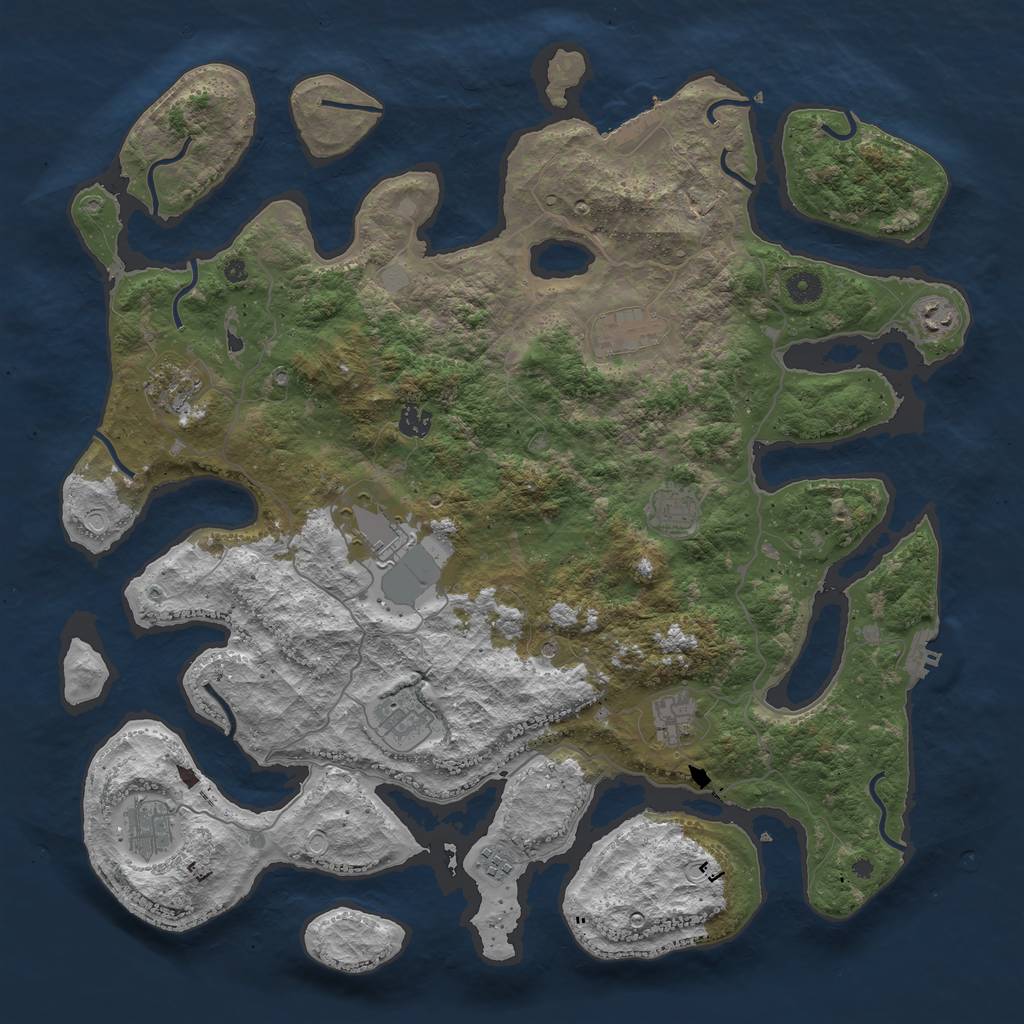Rust Map: Procedural Map, Size: 4500, Seed: 63011087, 18 Monuments