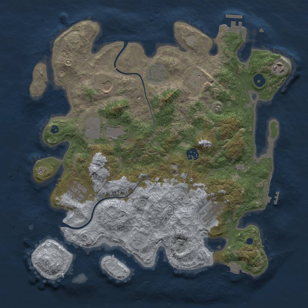 Rust Map: Procedural Map, Size: 3750, Seed: 135010381, 14 Monuments