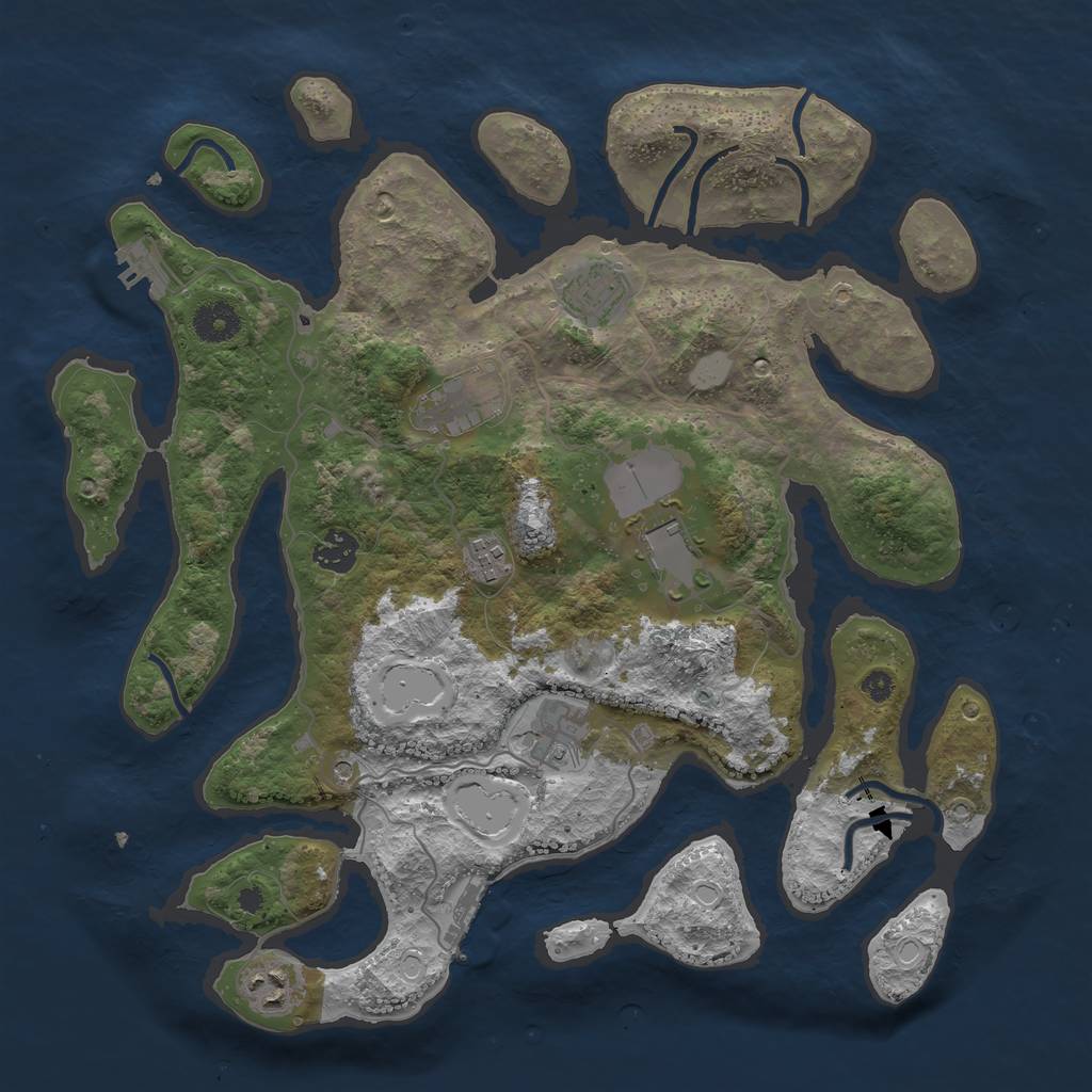 Rust Map: Procedural Map, Size: 3750, Seed: 378627077, 15 Monuments