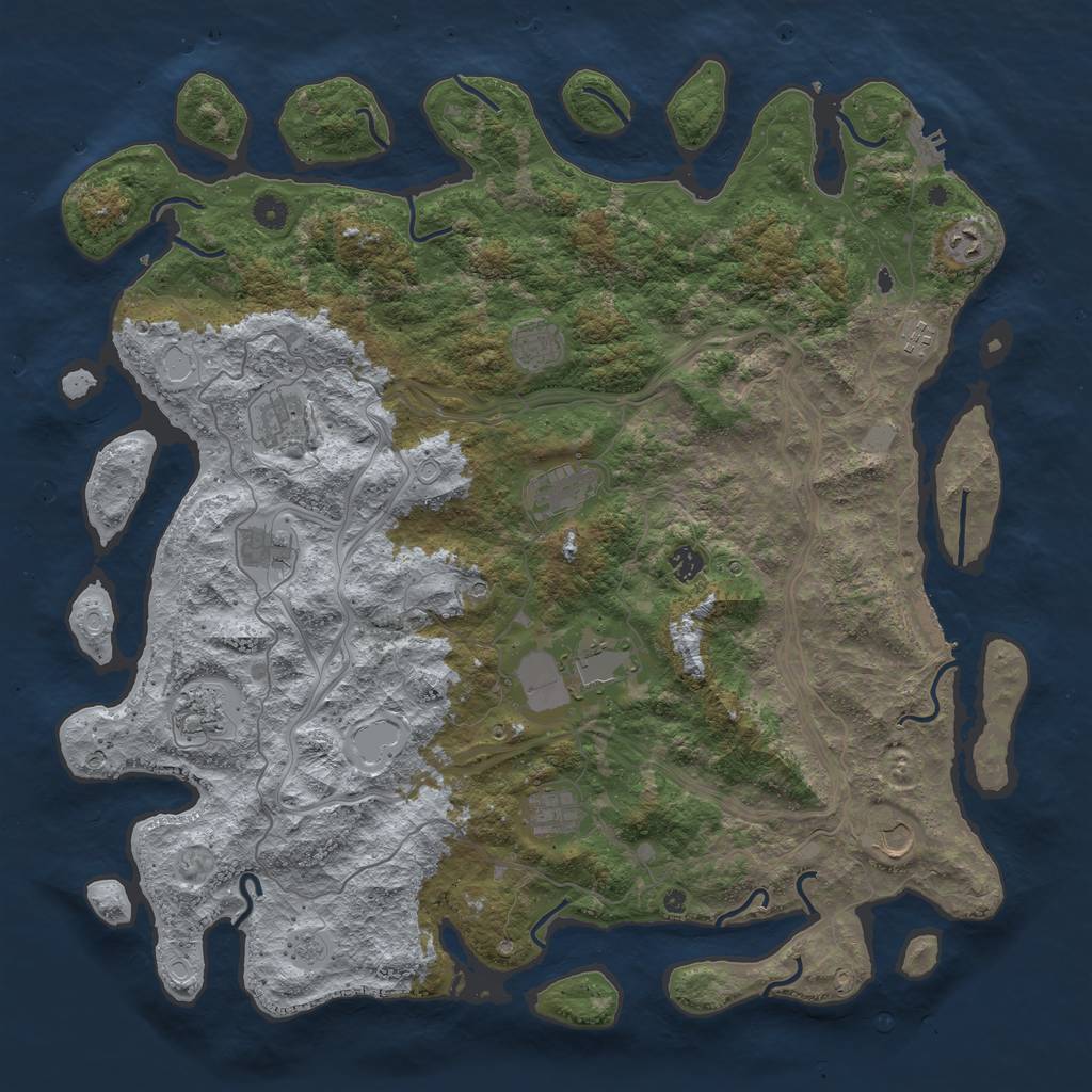 Rust Map: Procedural Map, Size: 4800, Seed: 17777, 18 Monuments