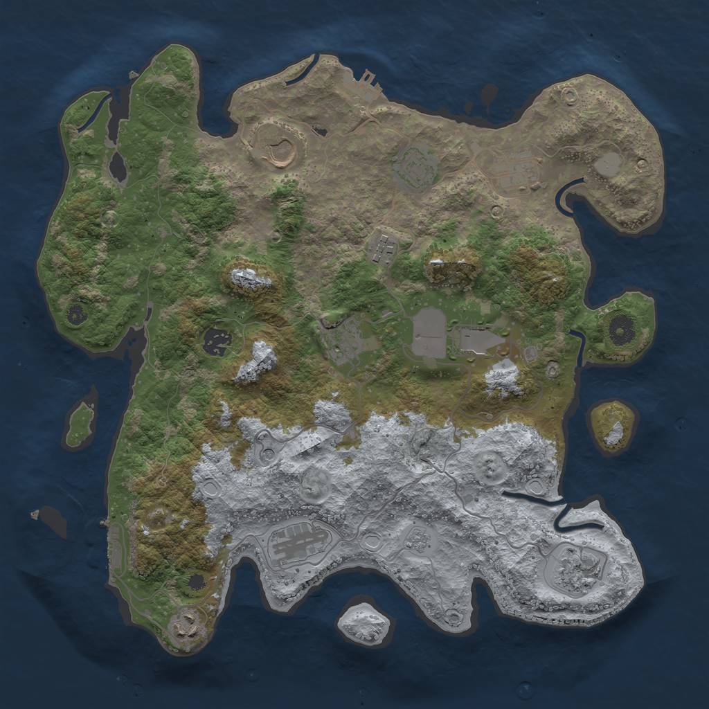 Rust Map: Procedural Map, Size: 3750, Seed: 29262577, 17 Monuments