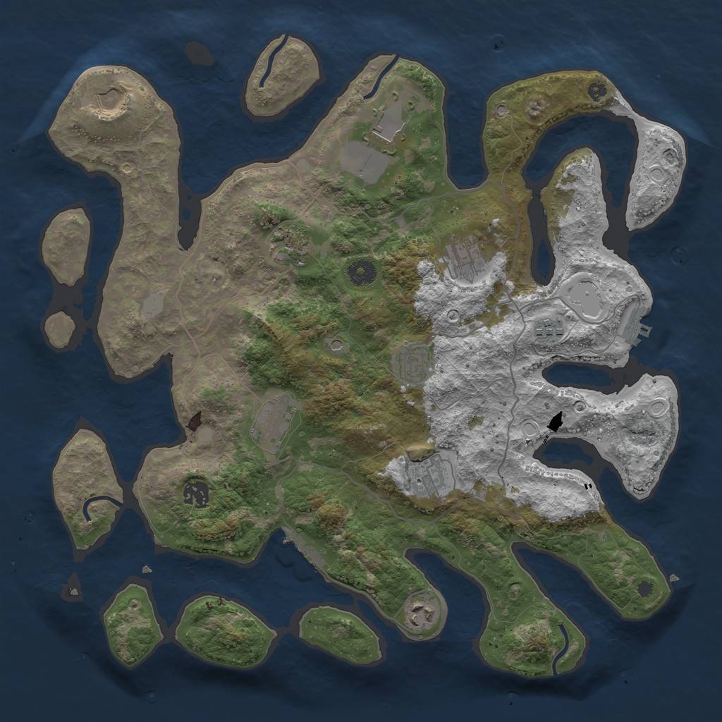 Rust Map: Procedural Map, Size: 4000, Seed: 1381246641, 18 Monuments