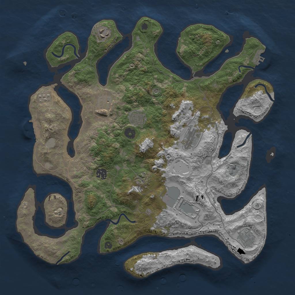 Rust Map: Procedural Map, Size: 4000, Seed: 13150662, 17 Monuments