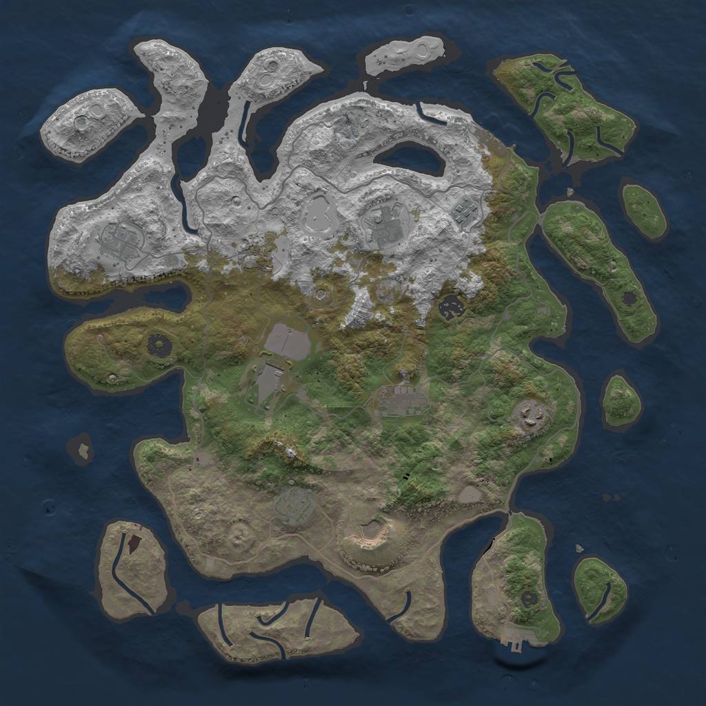 Rust Map: Procedural Map, Size: 4250, Seed: 1023807057, 18 Monuments