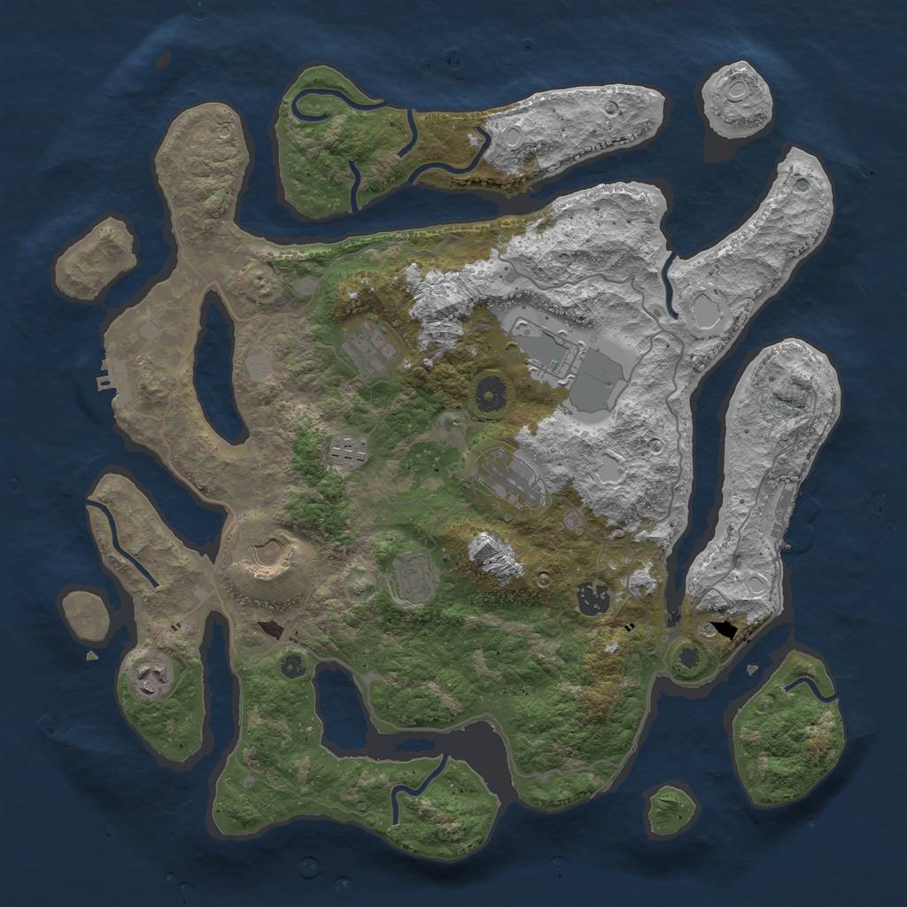 Rust Map: Procedural Map, Size: 4000, Seed: 1229170174, 16 Monuments
