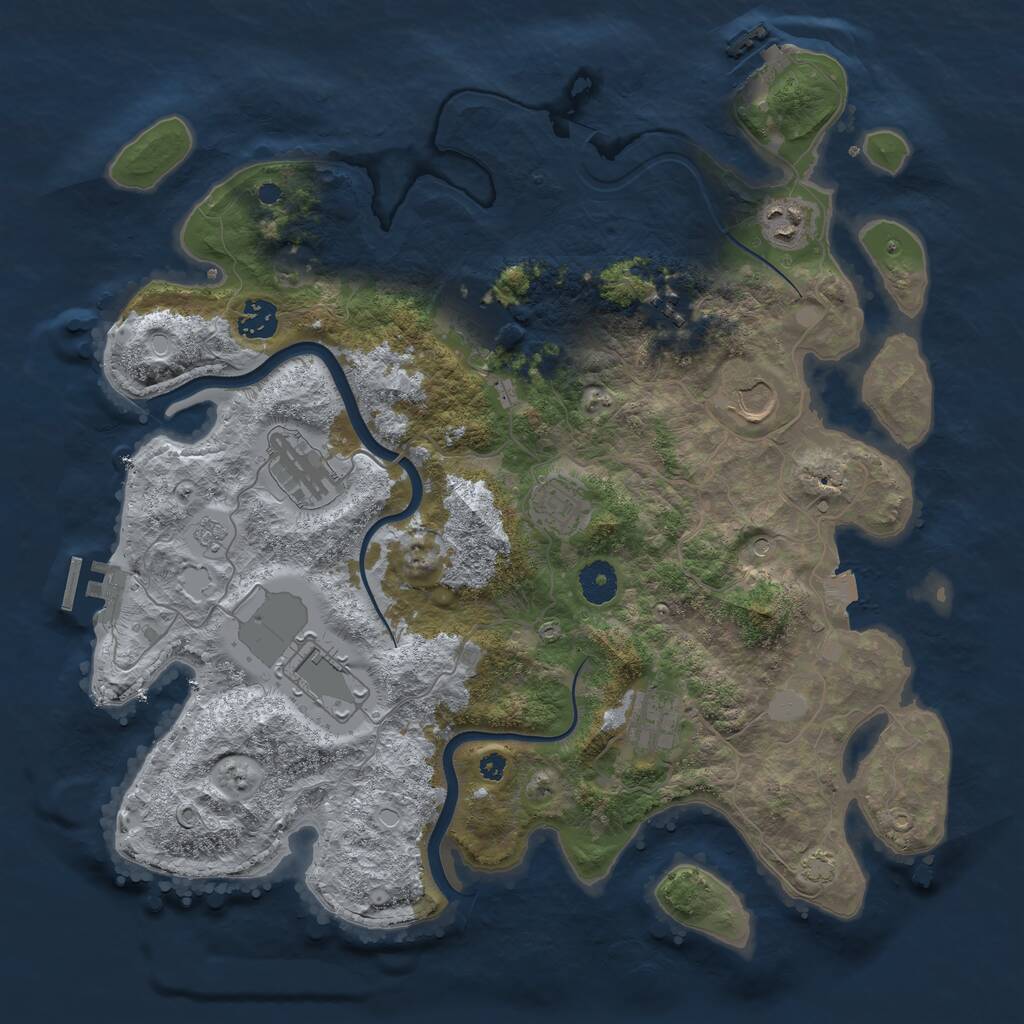 Rust Map: Procedural Map, Size: 3800, Seed: 456852446, 15 Monuments