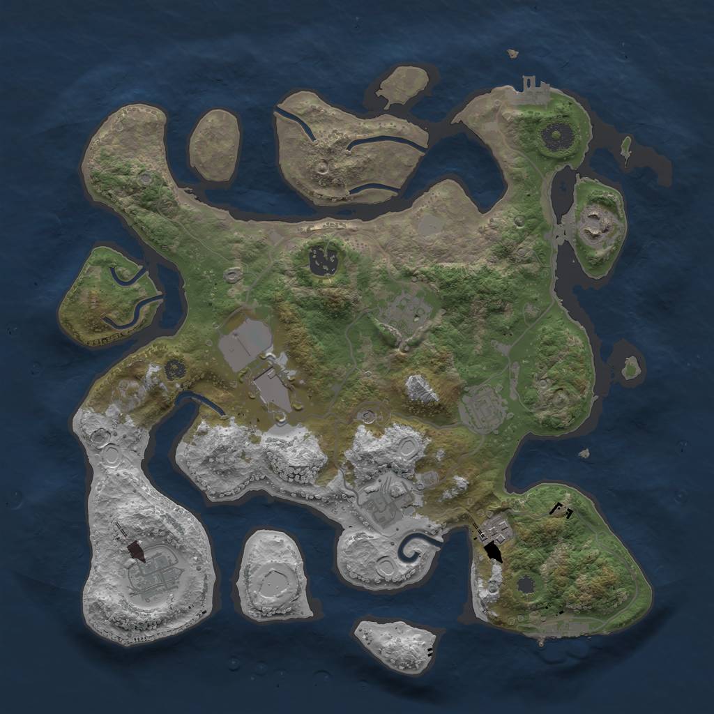Rust Map: Procedural Map, Size: 3500, Seed: 702317520, 16 Monuments