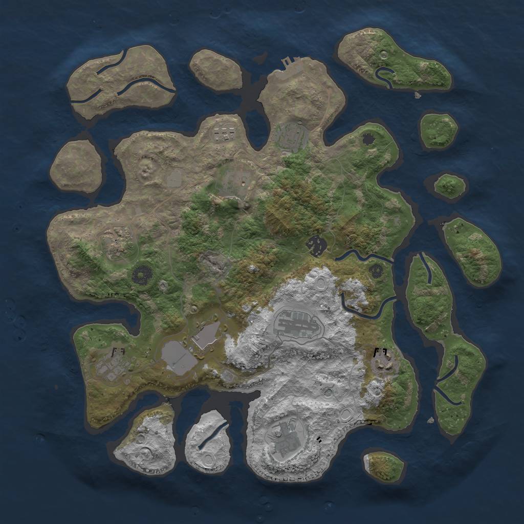 Rust Map: Procedural Map, Size: 3850, Seed: 1363522505, 17 Monuments