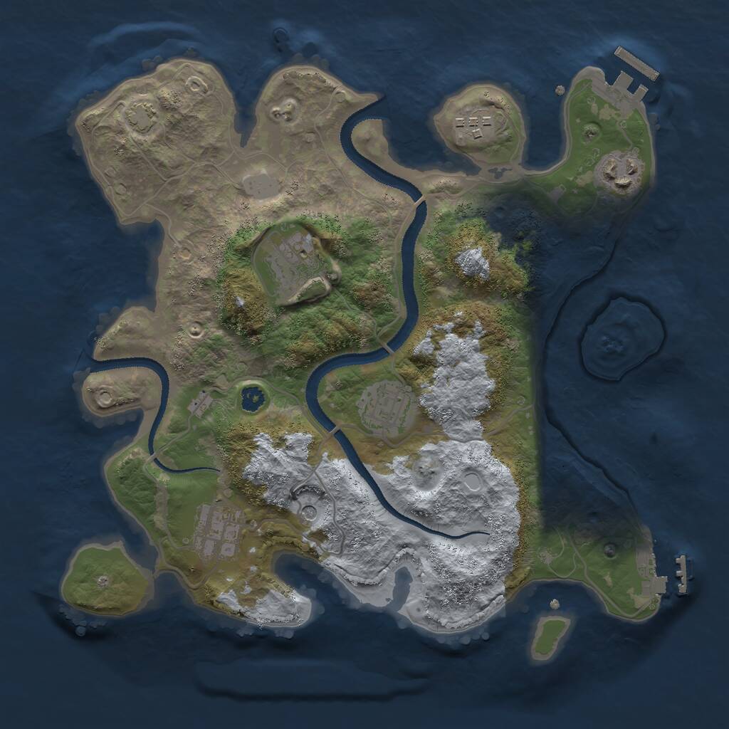 Rust Map: Procedural Map, Size: 3000, Seed: 25451864, 10 Monuments