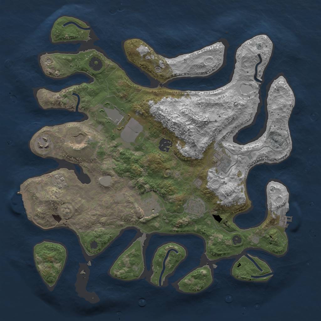 Rust Map: Procedural Map, Size: 3600, Seed: 411313777, 15 Monuments