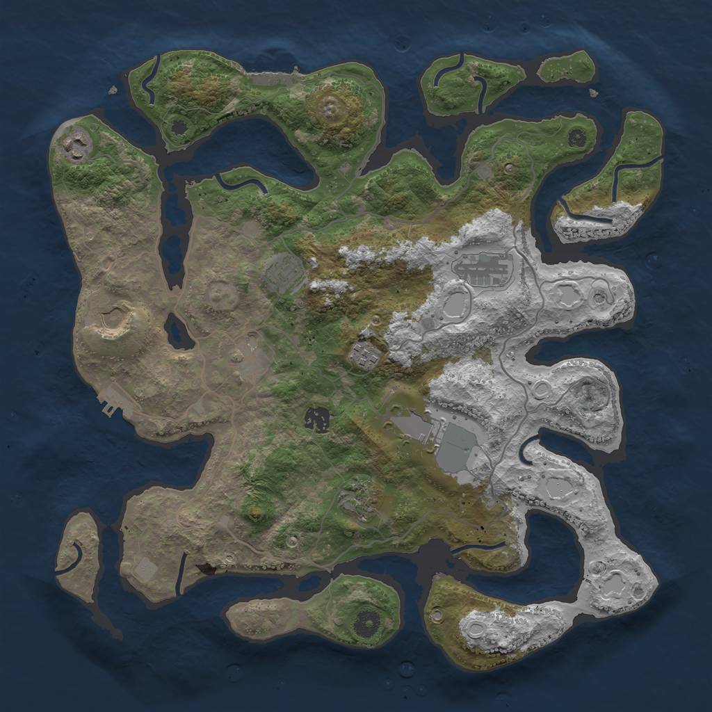 Rust Map: Procedural Map, Size: 4000, Seed: 691918003, 17 Monuments