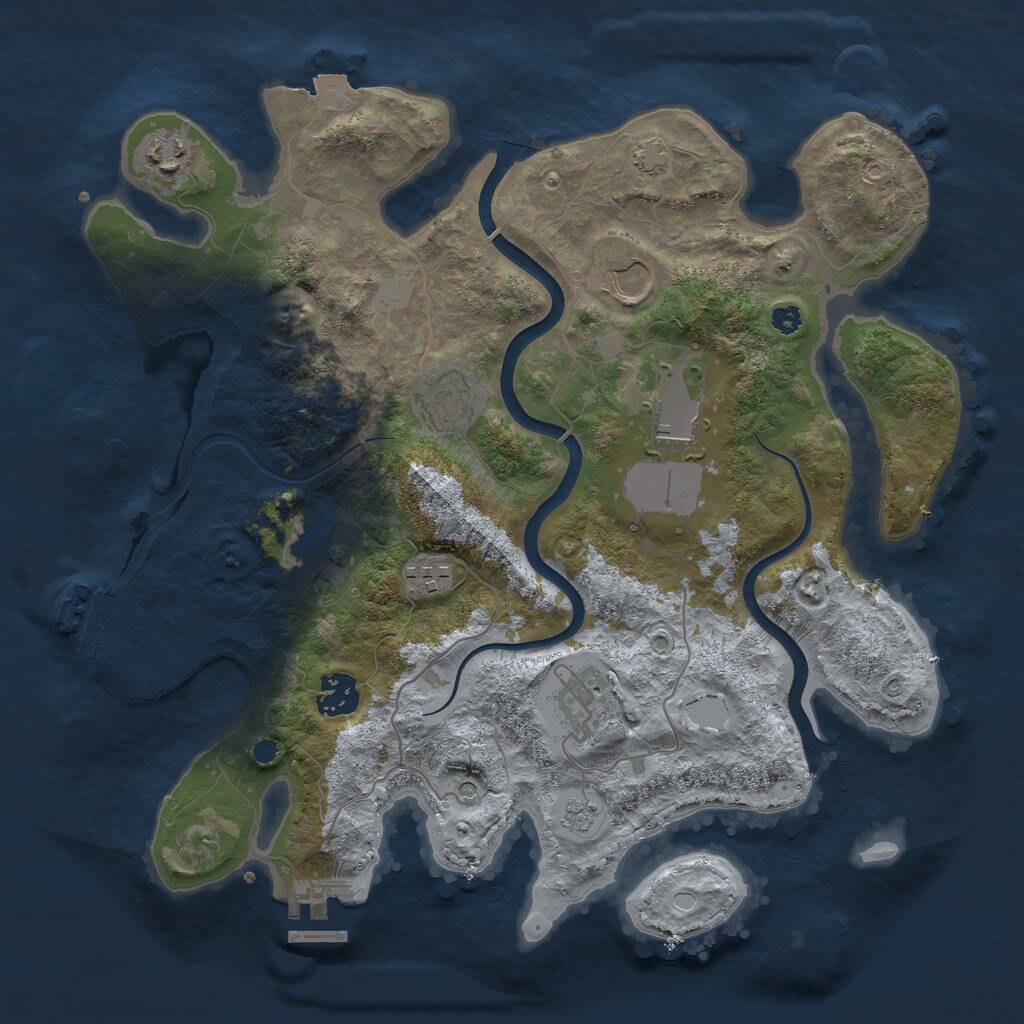 Rust Map: Procedural Map, Size: 3500, Seed: 62345, 14 Monuments