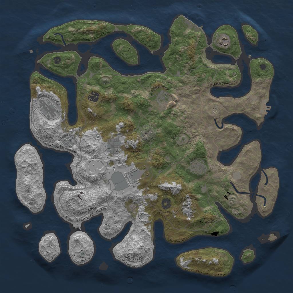 Rust Map: Procedural Map, Size: 4100, Seed: 135726872, 17 Monuments