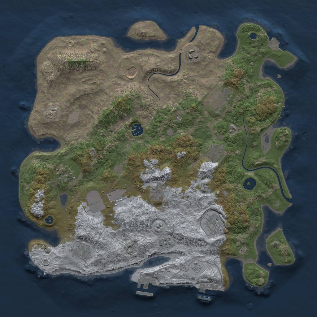 Rust Map: Procedural Map, Size: 3850, Seed: 773092414, 17 Monuments