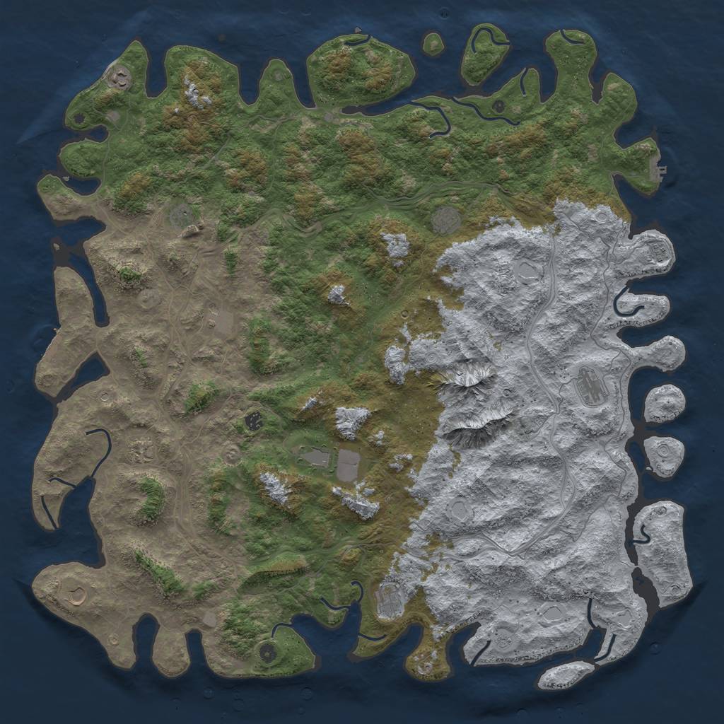 Rust Map: Procedural Map, Size: 6000, Seed: 12887, 18 Monuments