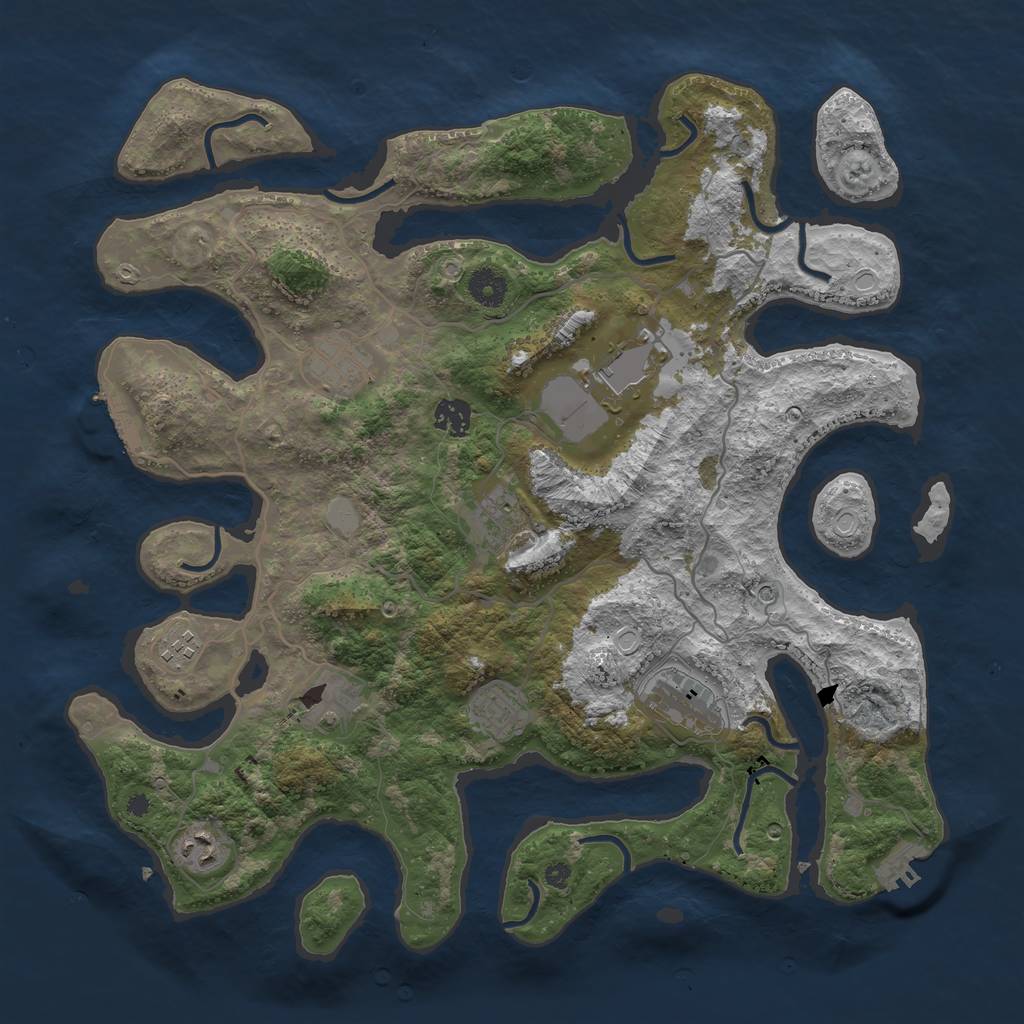 Rust Map: Procedural Map, Size: 4000, Seed: 73155688, 17 Monuments