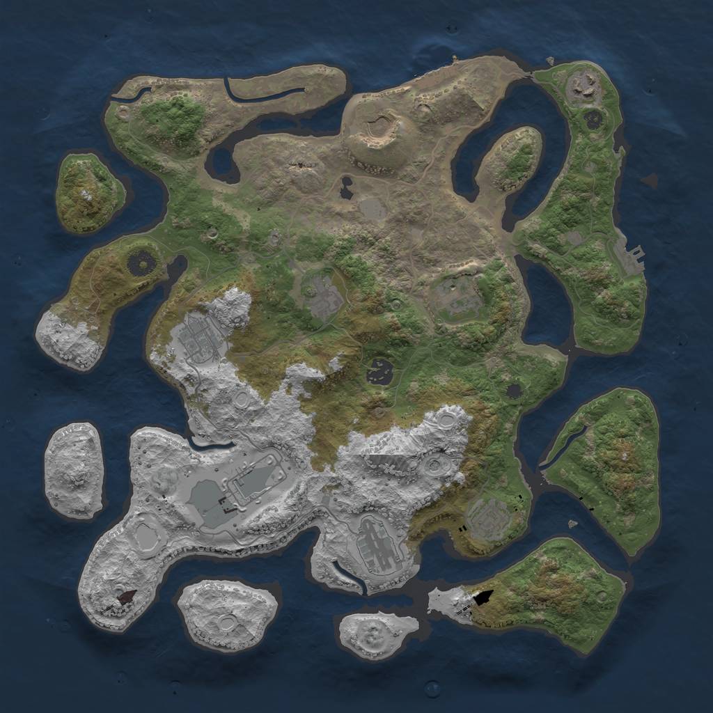 Rust Map: Procedural Map, Size: 3950, Seed: 698603031, 17 Monuments