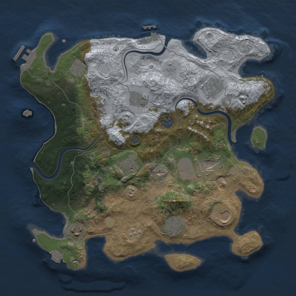 Rust Map: Procedural Map, Size: 3500, Seed: 862976488, 16 Monuments