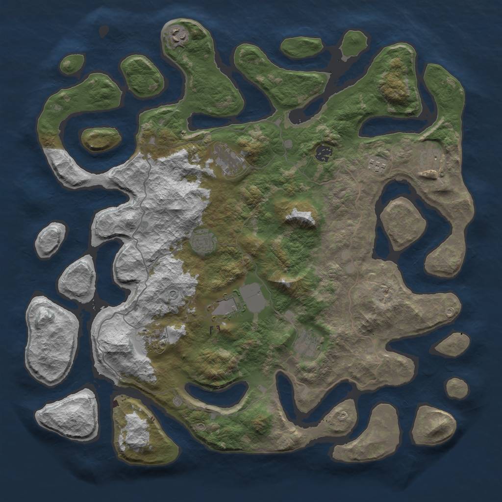 Rust Map: Barren, Size: 4500, Seed: 4000, 12 Monuments