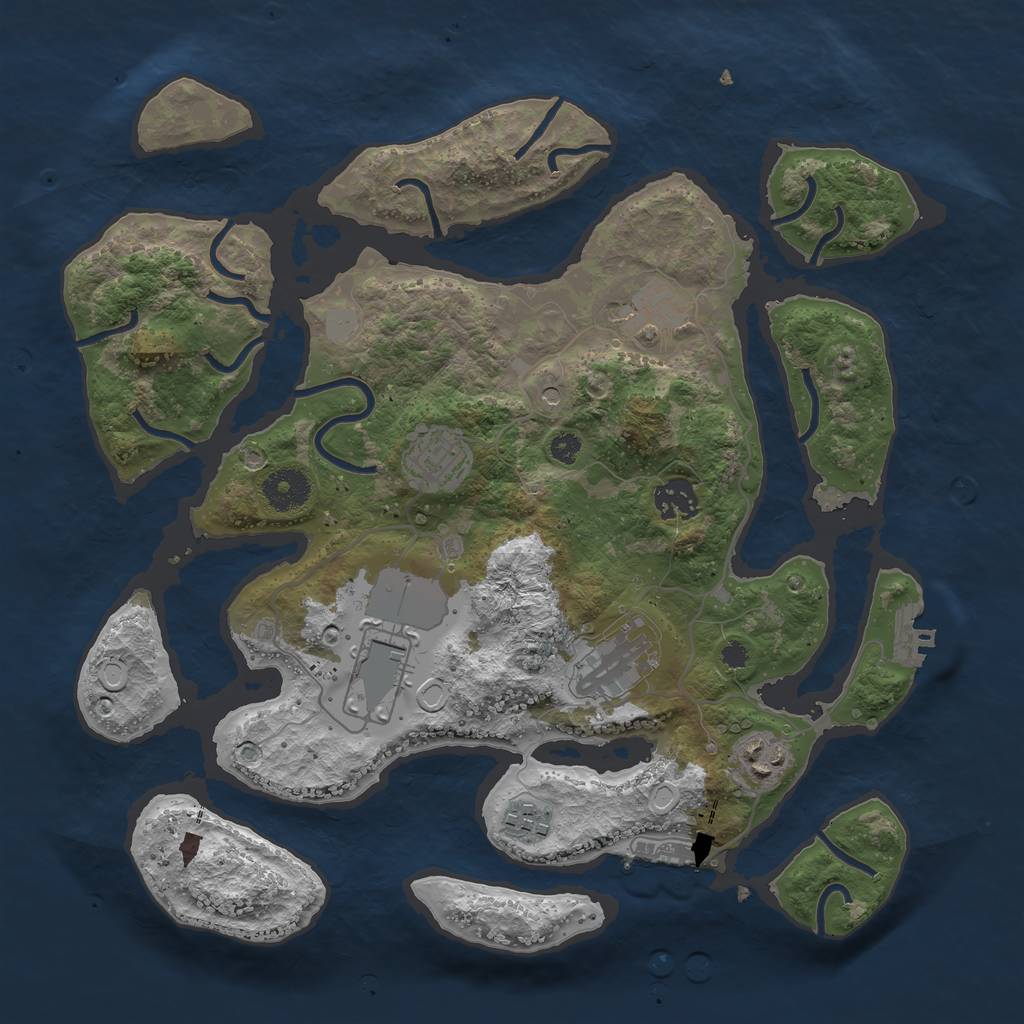 Rust Map: Procedural Map, Size: 3500, Seed: 931685466, 15 Monuments