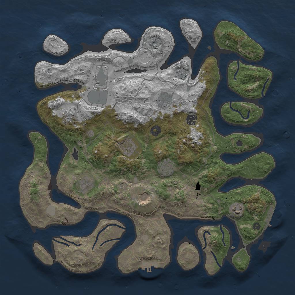 Rust Map: Procedural Map, Size: 4000, Seed: 2070458733, 18 Monuments