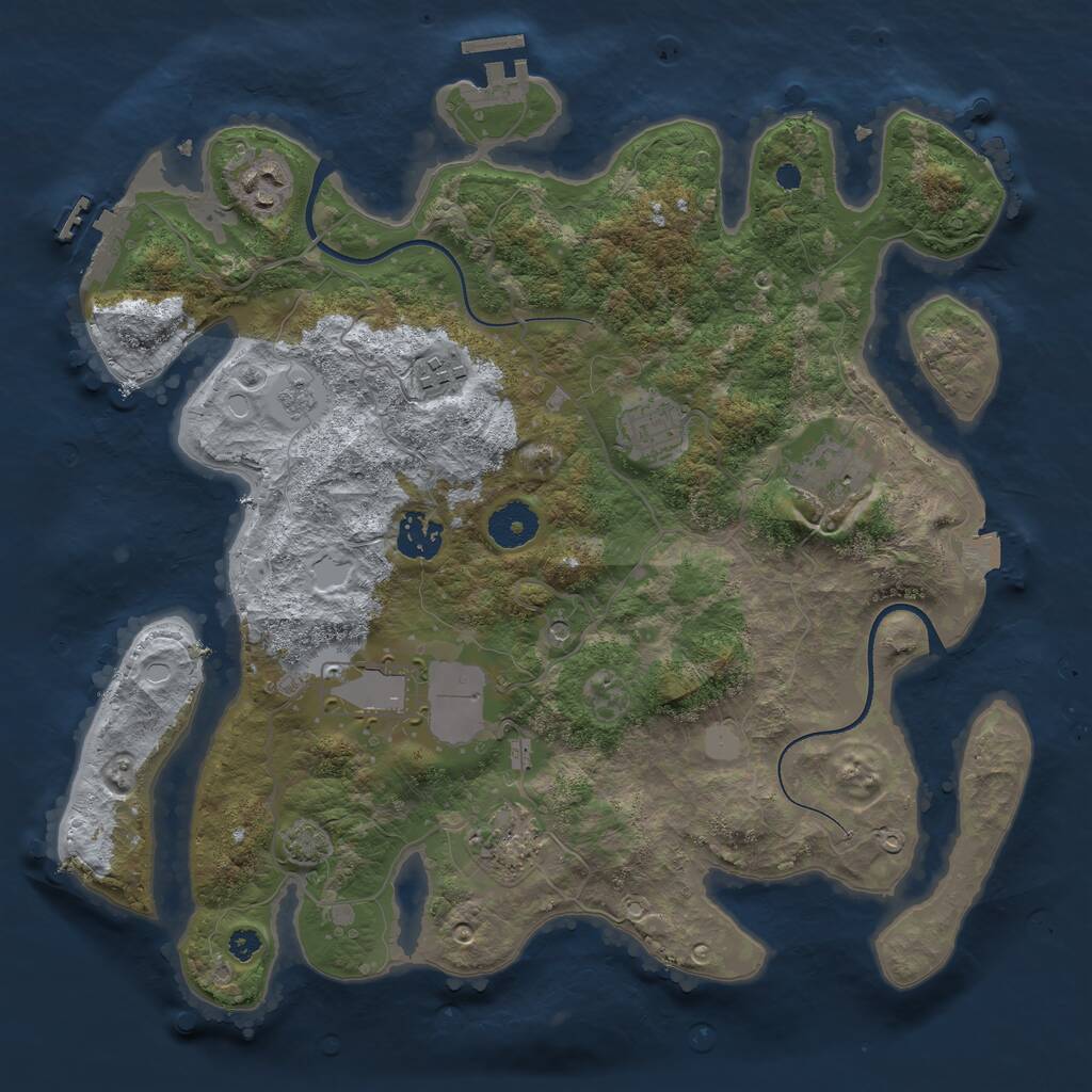 Rust Map: Procedural Map, Size: 3500, Seed: 973265897, 13 Monuments