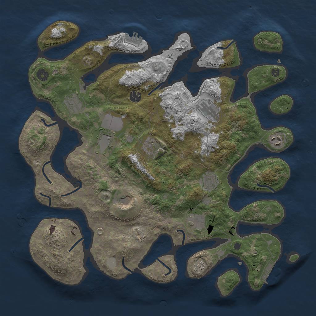 Rust Map: Procedural Map, Size: 3950, Seed: 356233, 18 Monuments