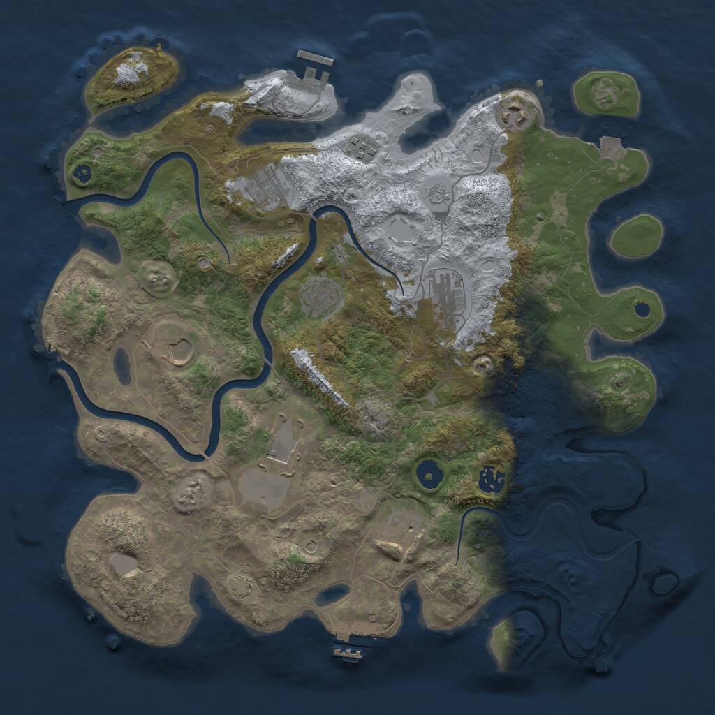 Rust Map: Procedural Map, Size: 3950, Seed: 356233, 15 Monuments