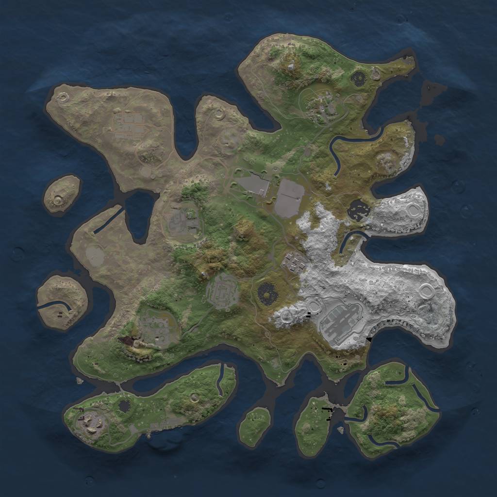 Rust Map: Procedural Map, Size: 3500, Seed: 75783784, 16 Monuments