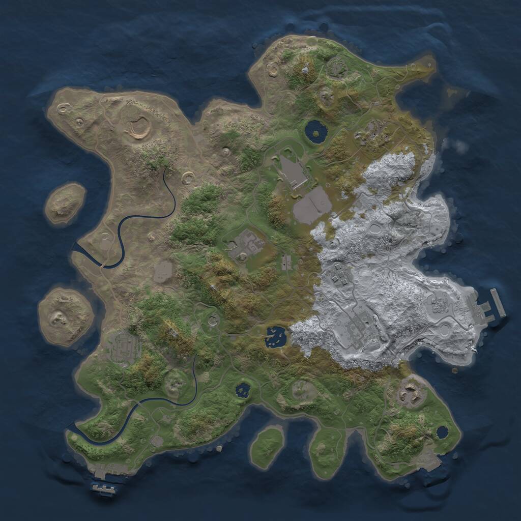 Rust Map: Procedural Map, Size: 3500, Seed: 75783784, 15 Monuments