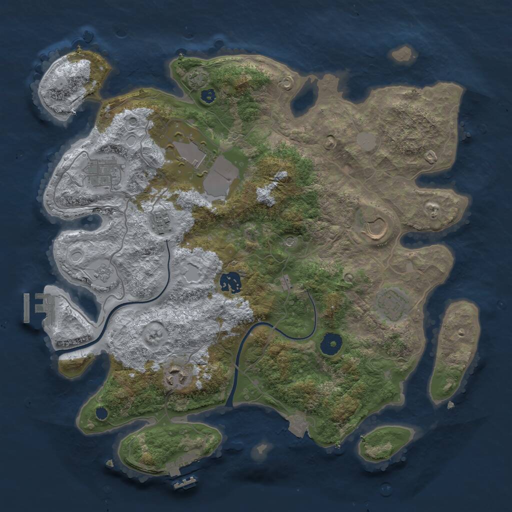 Rust Map: Procedural Map, Size: 3500, Seed: 638165, 13 Monuments