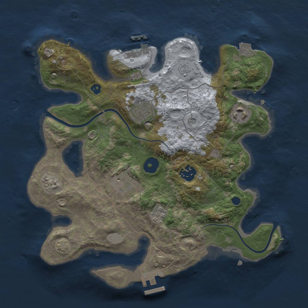 Rust Map: Procedural Map, Size: 3000, Seed: 844624, 11 Monuments