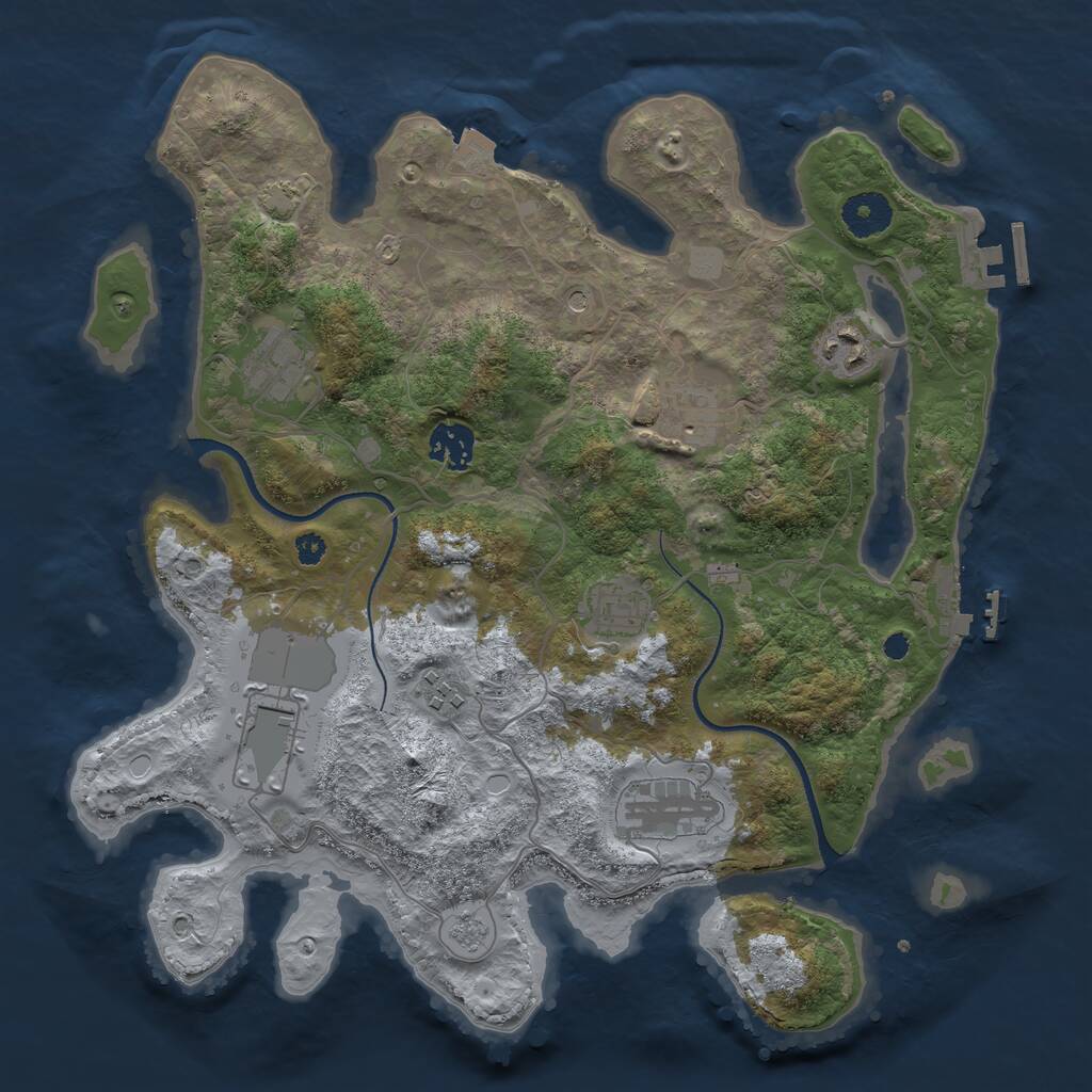 Rust Map: Procedural Map, Size: 3500, Seed: 123212453, 14 Monuments