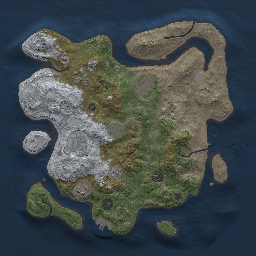 Rust Map: Procedural Map, Size: 3300, Seed: 91708532, 14 Monuments