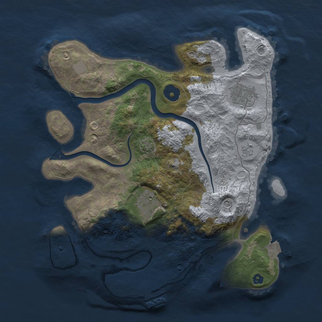 Rust Map: Procedural Map, Size: 3000, Seed: 948875, 7 Monuments