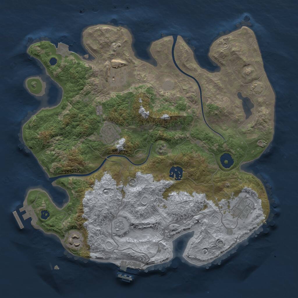 Rust Map: Procedural Map, Size: 3200, Seed: 629989530, 11 Monuments