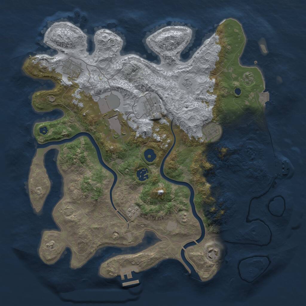 Rust Map: Procedural Map, Size: 3700, Seed: 1465413910, 13 Monuments